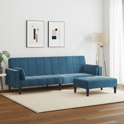 2-Personers Sovesofa Med Fodskammel Velour