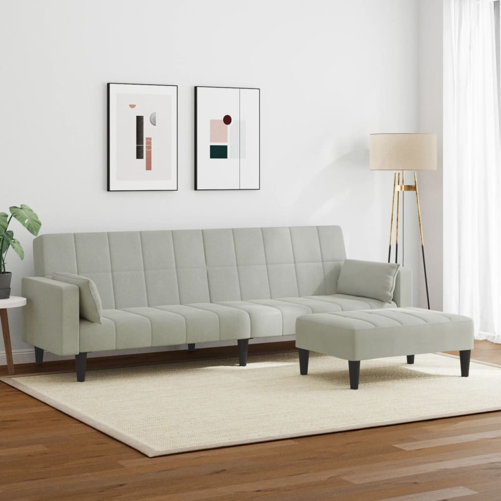 2-Personers Sovesofa Med Fodskammel Velour