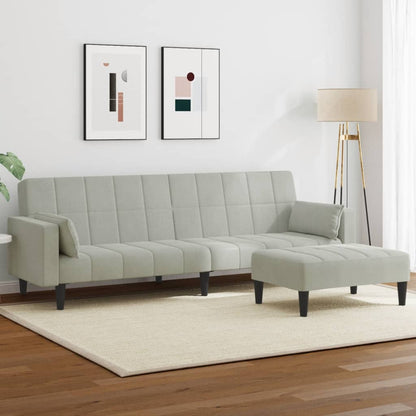 2-Personers Sovesofa Med Fodskammel Velour