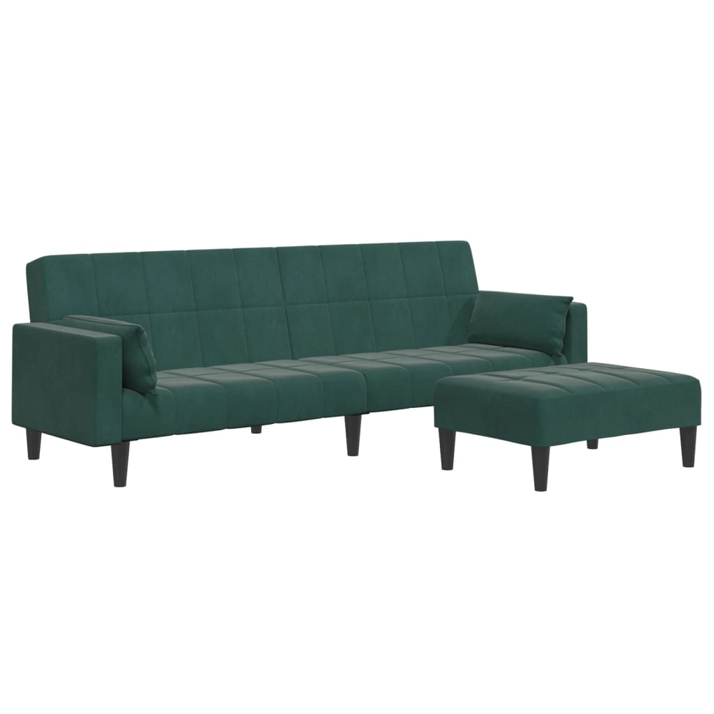 2-Personers Sovesofa Med Fodskammel Velour