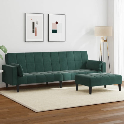 2-Personers Sovesofa Med Fodskammel Velour