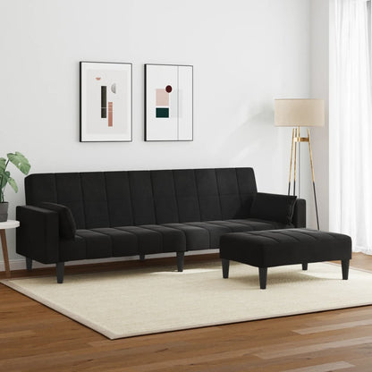 2-Personers Sovesofa Med Fodskammel Velour