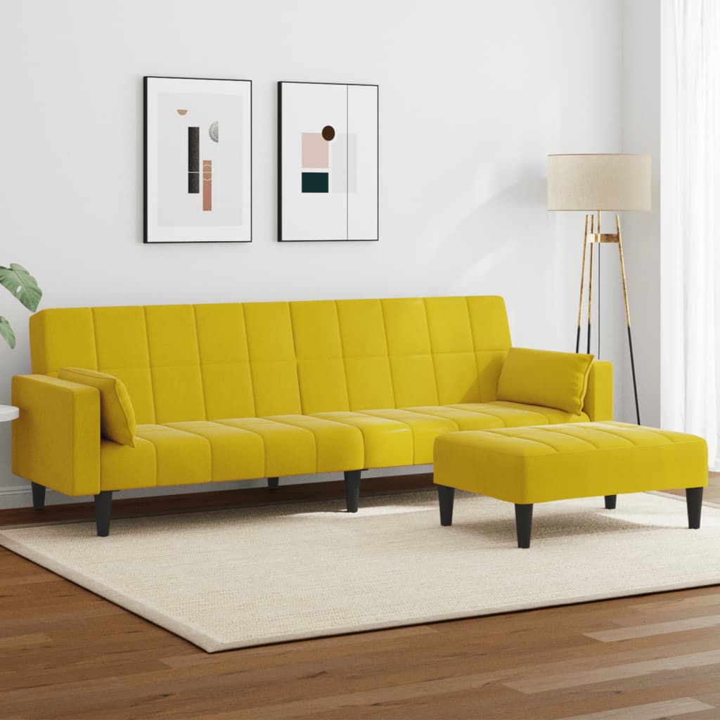 2-Personers Sovesofa Med Fodskammel Velour