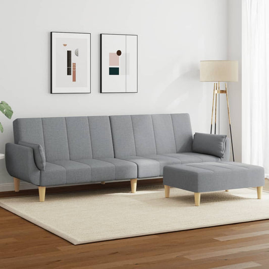 2-Personers Sovesofa Med Fodskammel Stof