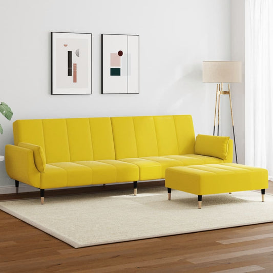 2-Personers Sovesofa Med Fodskammel Velour