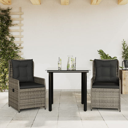 Spisebordssæt Til Haven 3 Dele Med Hynder Polyrattan