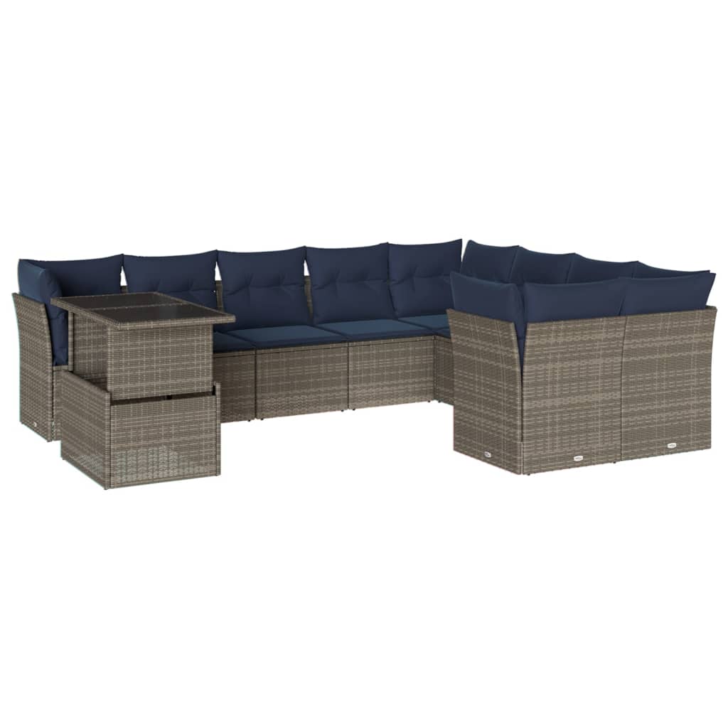 Havesofasæt Med 10 Dele Og Hynder Polyrattan - Billede 2