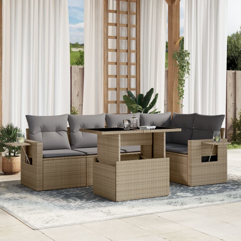 Sofasæt Til Haven 6 Dele Med Hynder Polyrattan - Variant 3267889