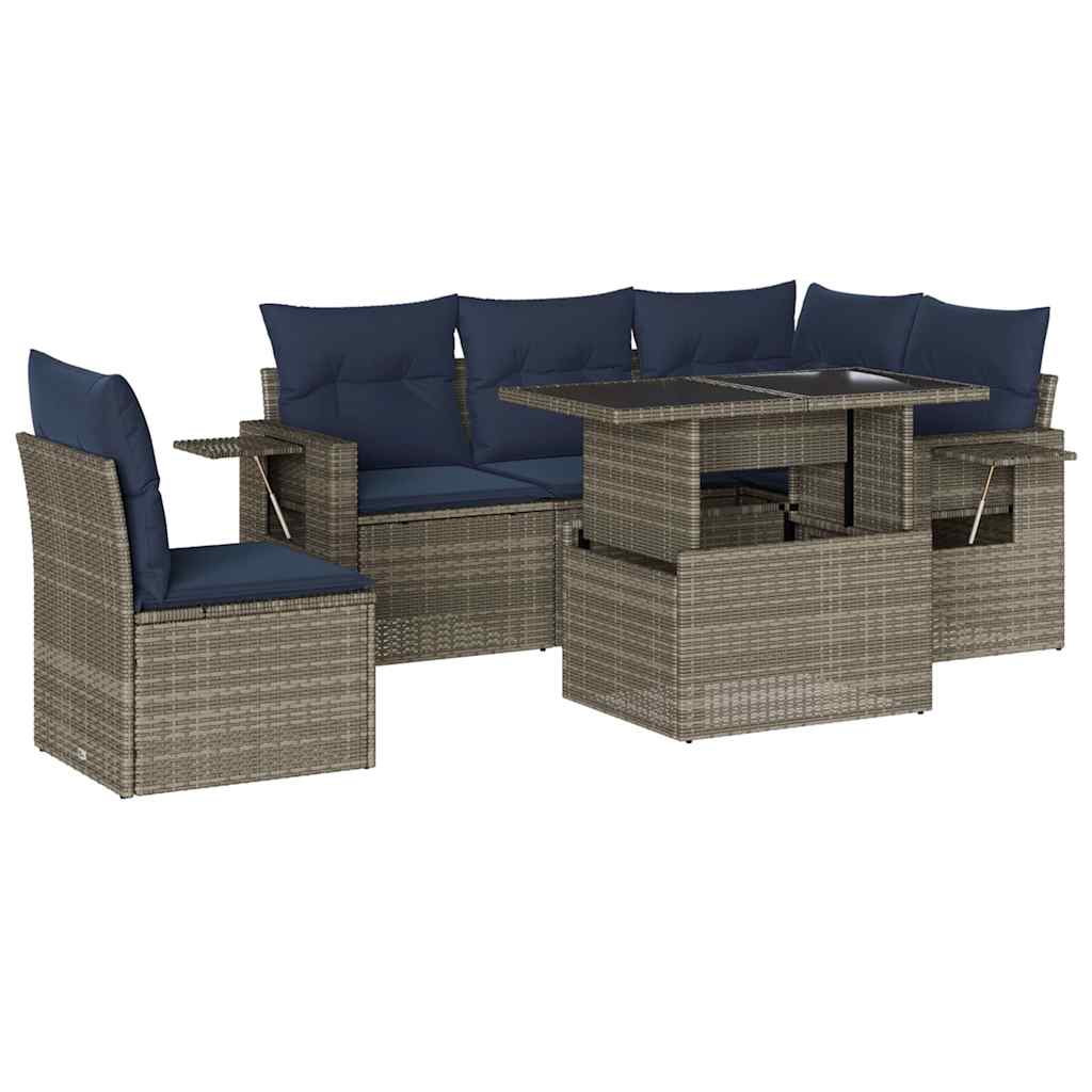 Havesofasæt Med 6 Dele Og Hynder Polyrattan - Billede 2