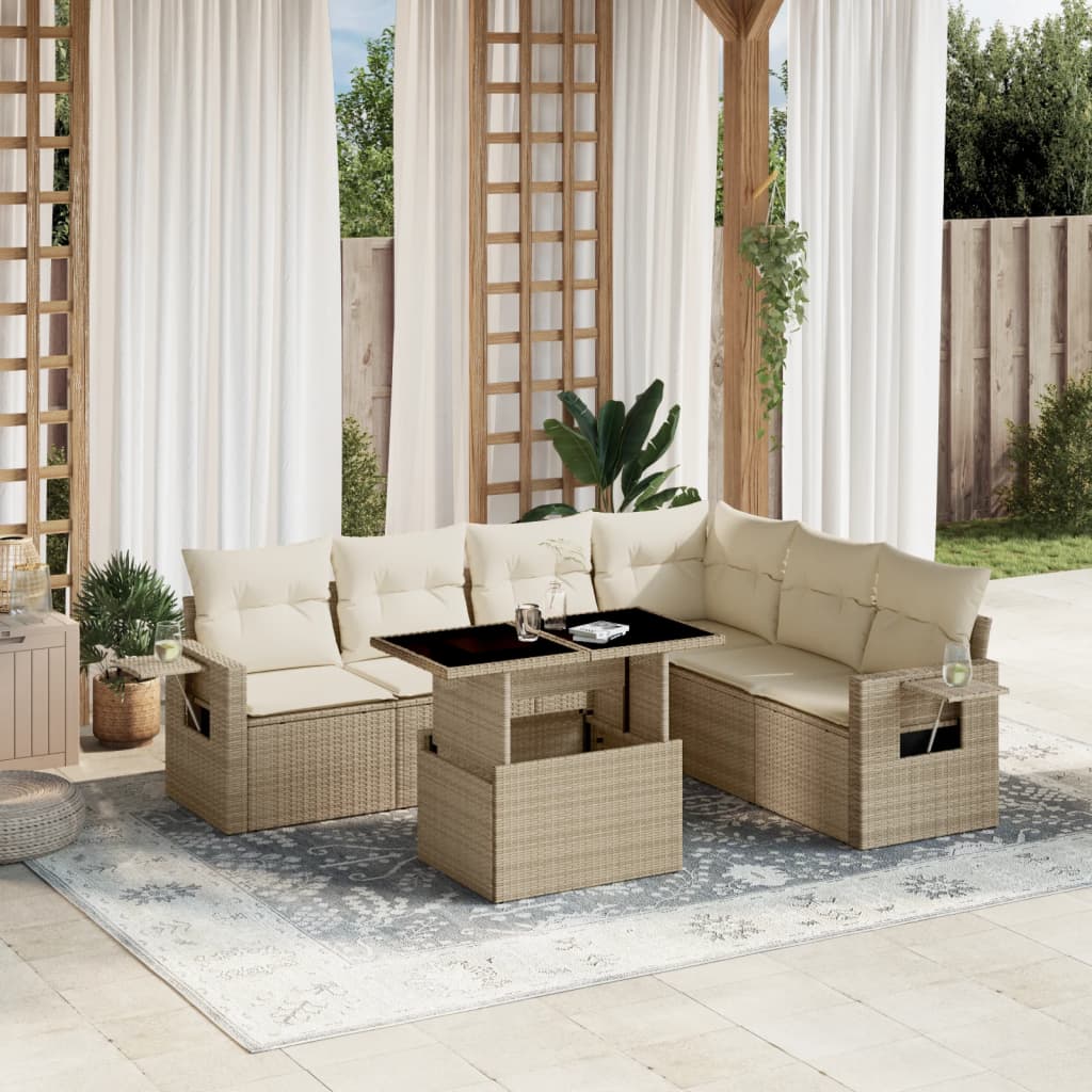 Sofasæt Til Haven 7 Dele Med Hynder Polyrattan - Variant 3267928