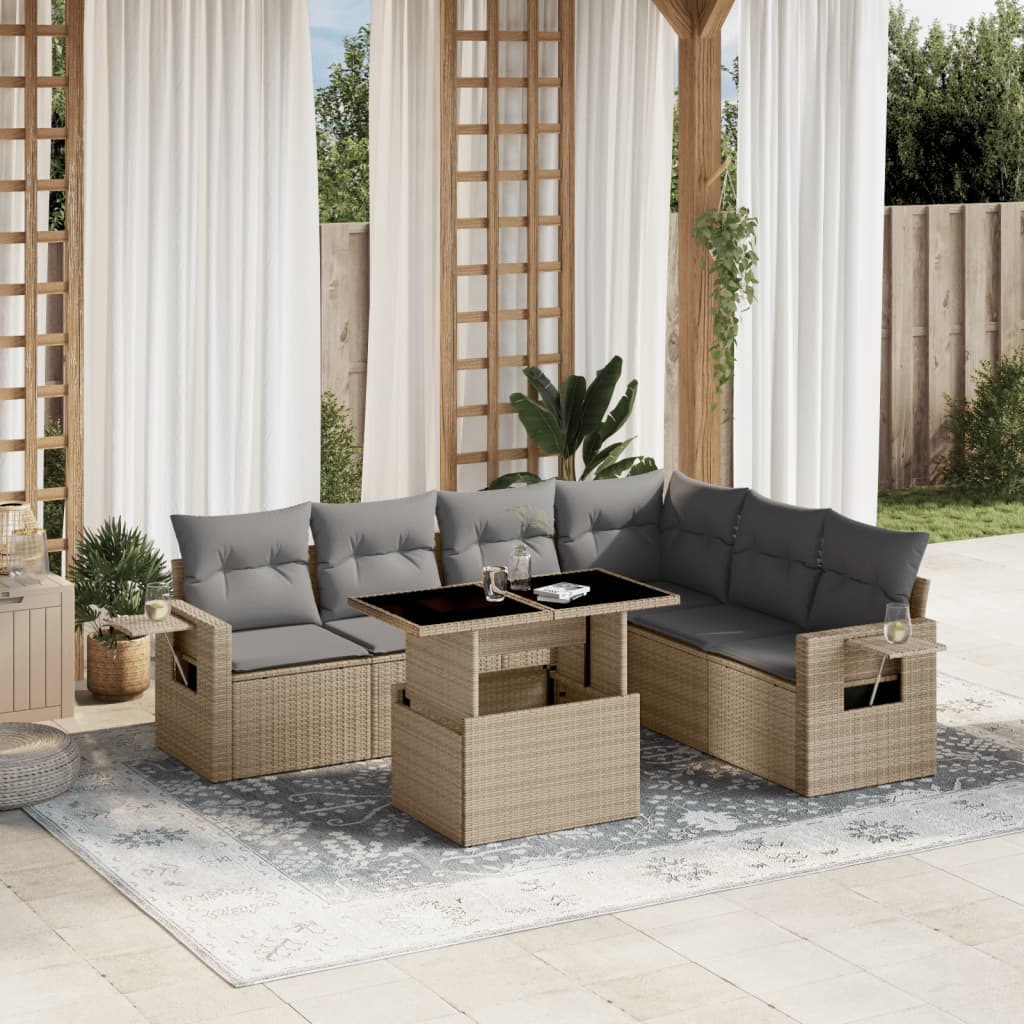 Sofasæt Til Haven 7 Dele Med Hynder Polyrattan - Variant 3267929