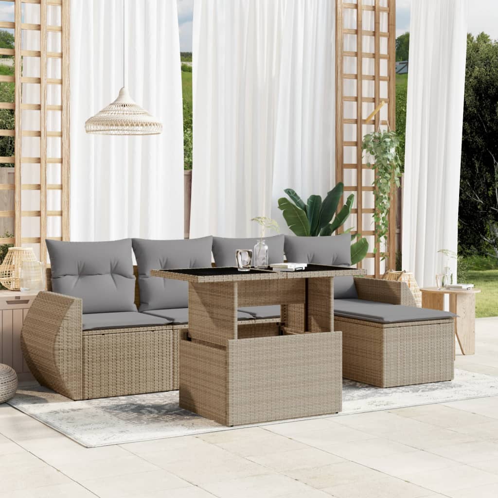 Sofasæt Til Haven 6 Dele Med Hynder Polyrattan - Variant 3268499
