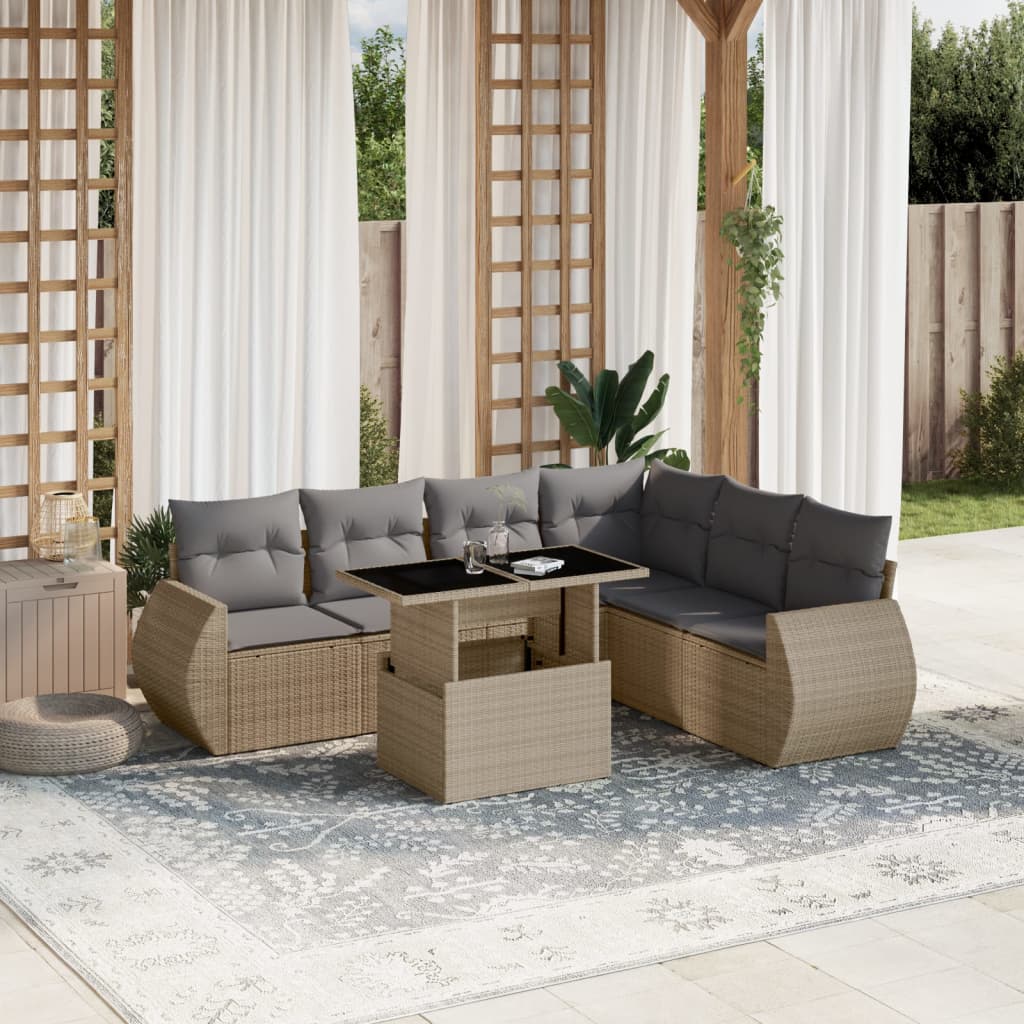 Sofasæt Til Haven 7 Dele Med Hynder Polyrattan - Variant 3268559