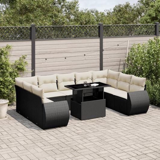 Sofasæt Til Haven 10 Dele Med Hynder Polyrattan Sort