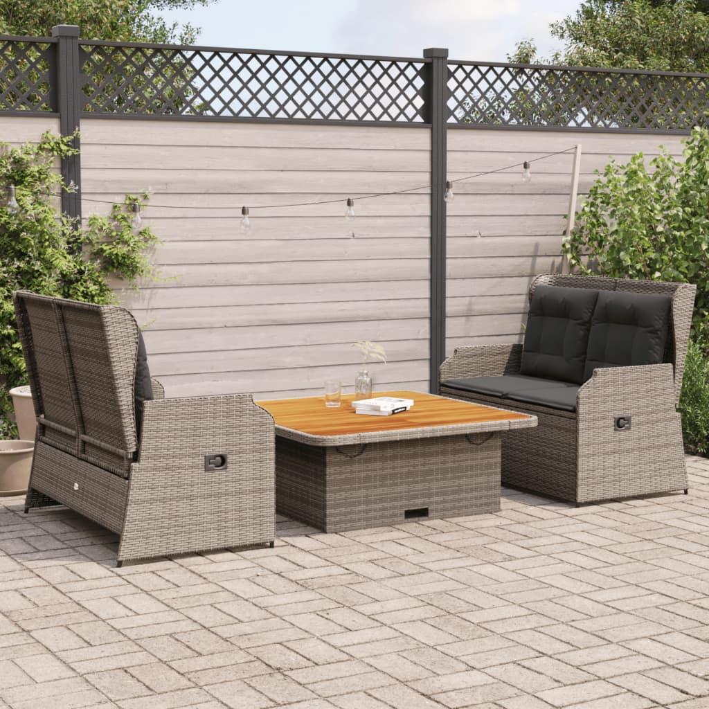 Loungesæt Til Haven 3 Dele Med Hynder Polyrattan - Variant 3262742