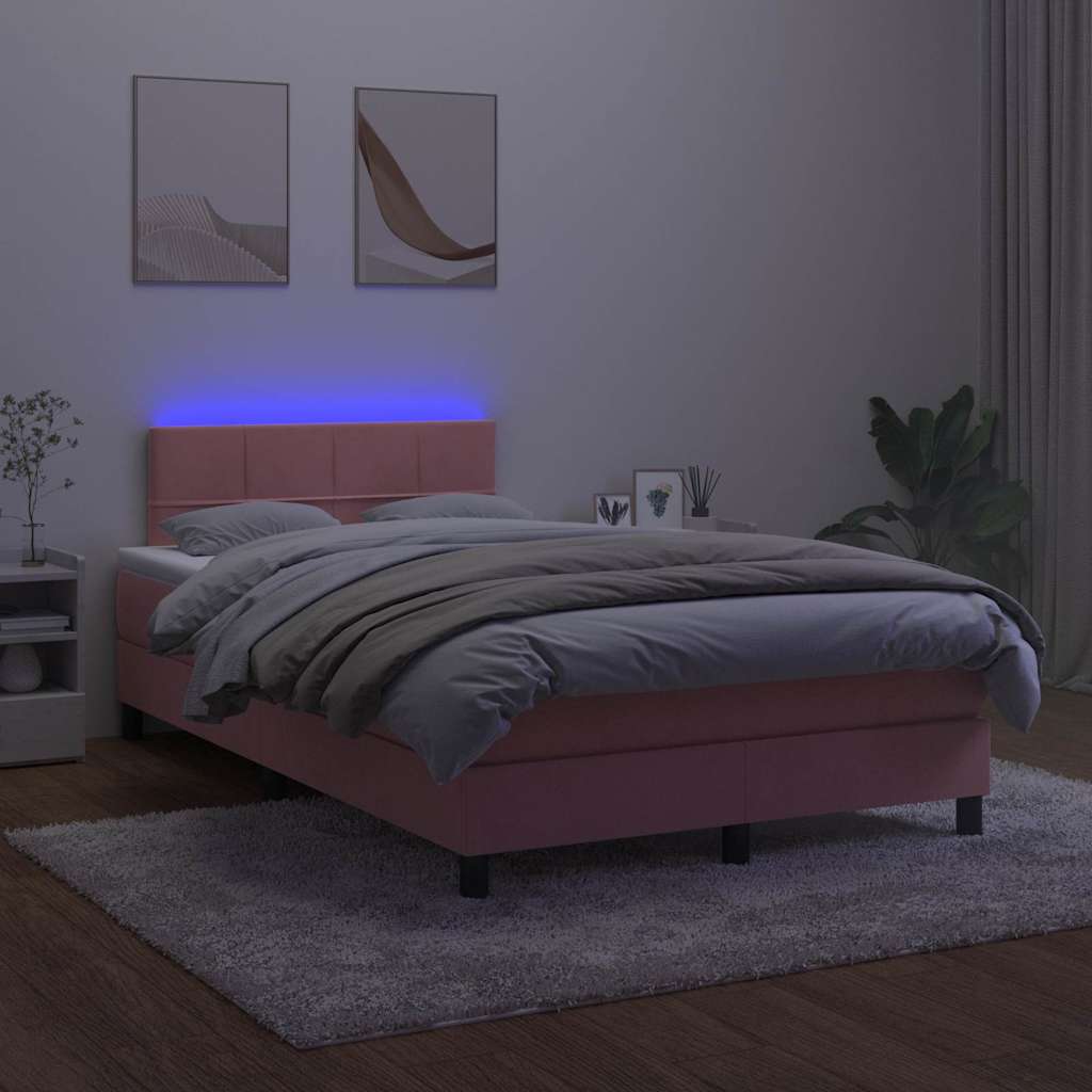 Kontinentalseng Med Madras Og Led-lys 120x190 Fløjl Lyserød - Billede 4