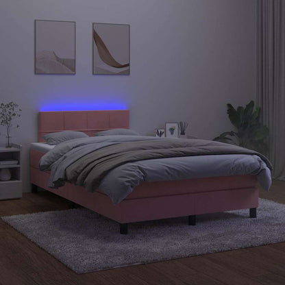 Kontinentalseng Med Madras Og Led-lys 120x190 Fløjl Lyserød - Billede 4