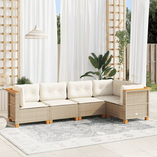 Sofasæt Til Haven 5 Dele Med Hynder Polyrattan Beige