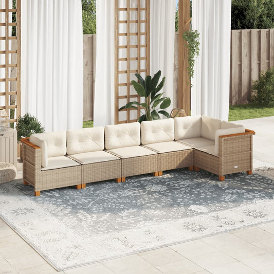 Sofasæt Til Haven 6 Dele Med Hynder Polyrattan Beige