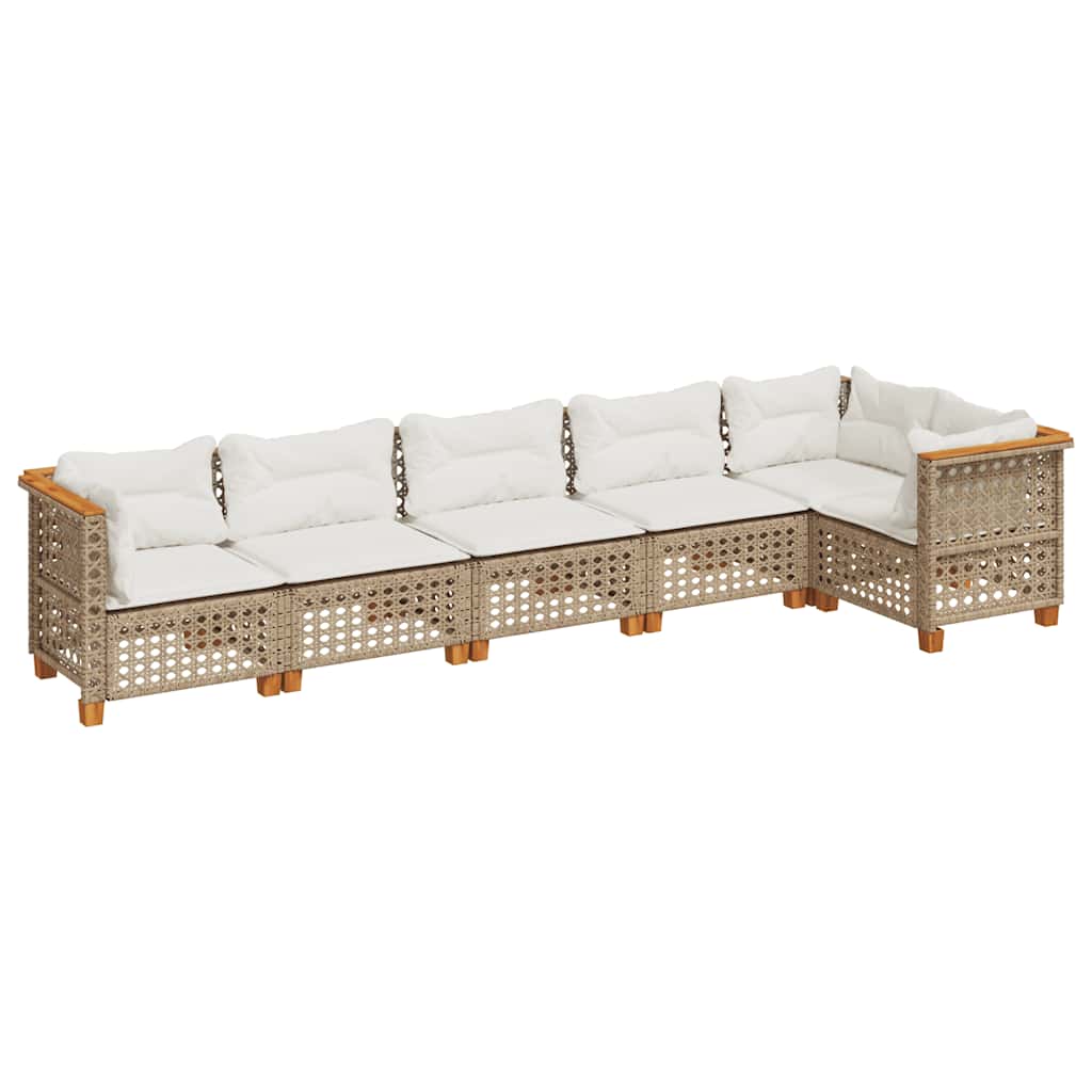 Sofasæt Til Haven 6 Dele Med Hynder Polyrattan - Billede 2