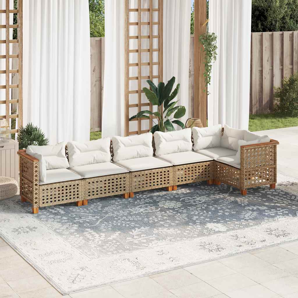 Sofasæt Til Haven 6 Dele Med Hynder Polyrattan - Hovedbillede