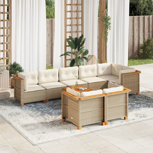 Sofasæt Til Haven 9 Dele Med Hynder Polyrattan Beige