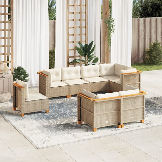 Sofasæt Til Haven 8 Dele Med Hynder Polyrattan Beige