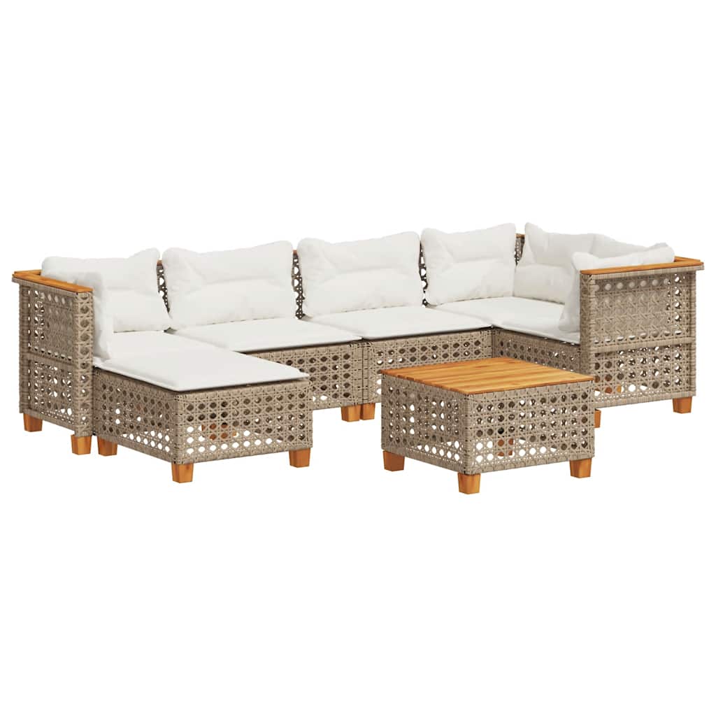 Sofasæt Til Haven 7 Dele Med Hynder Polyrattan - Billede 2