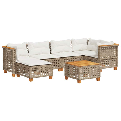Sofasæt Til Haven 7 Dele Med Hynder Polyrattan - Billede 2