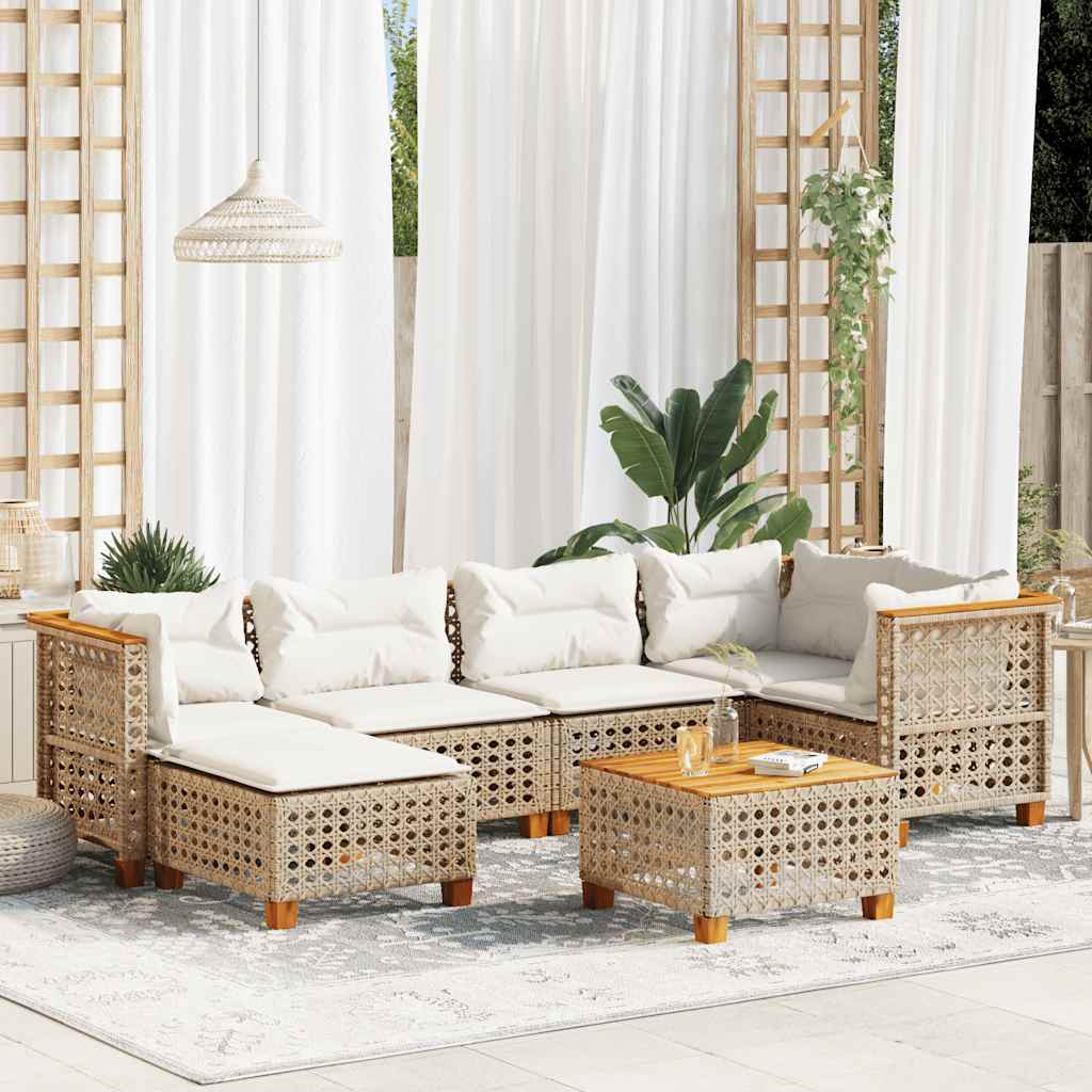 Sofasæt Til Haven 7 Dele Med Hynder Polyrattan - Hovedbillede