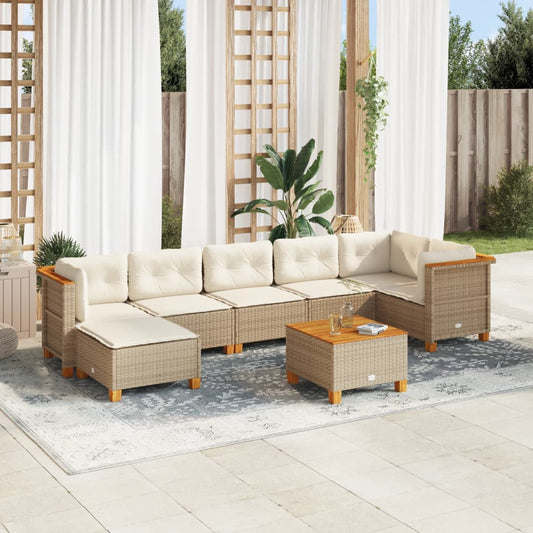 Sofasæt Til Haven 8 Dele Med Hynder Polyrattan Beige