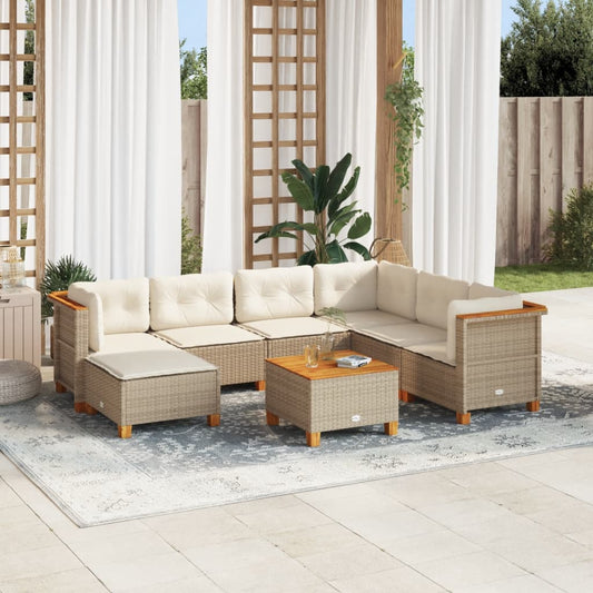 Sofasæt Til Haven 8 Dele Med Hynder Polyrattan Beige
