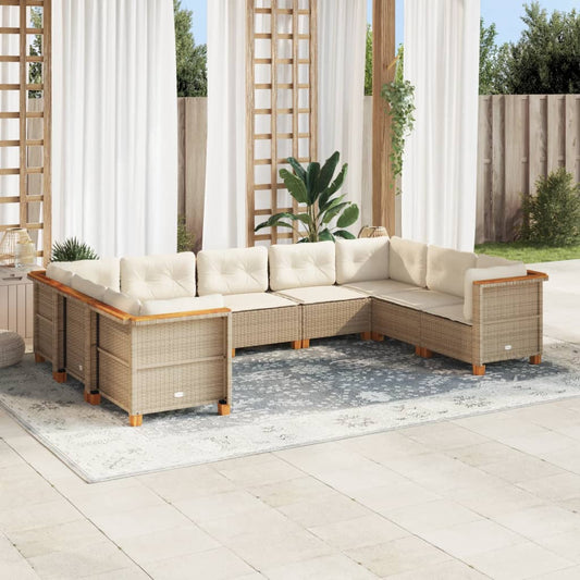 Sofasæt Til Haven 9 Dele Med Hynder Polyrattan Beige