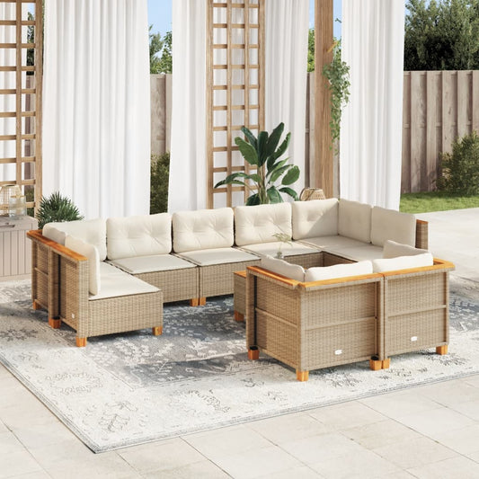 Sofasæt Til Haven 10 Dele Med Hynder Polyrattan Beige