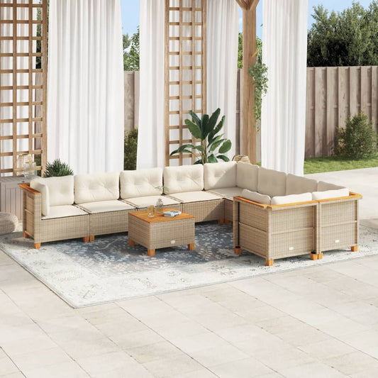 Sofasæt Til Haven 10 Dele Med Hynder Polyrattan Beige