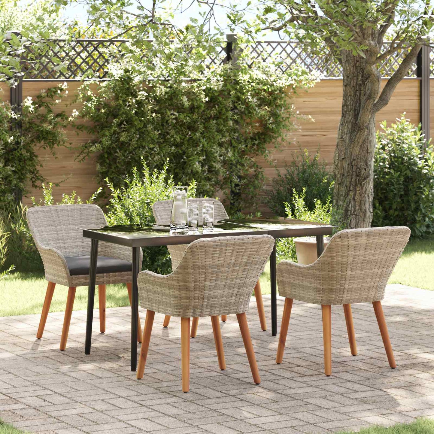 Have Spisebordssæt Med Pude 5 Dele Lysegrå Polyrattan - Variant 3261707
