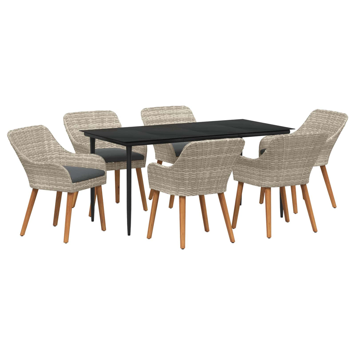Have Spisebordssæt Med Pude 7 Dele Lysegrå Polyrattan - Variant 3261709