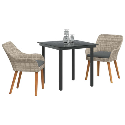 Have Spisebordssæt Med Pude 3 Dele Lysegrå Polyrattan - Billede 3