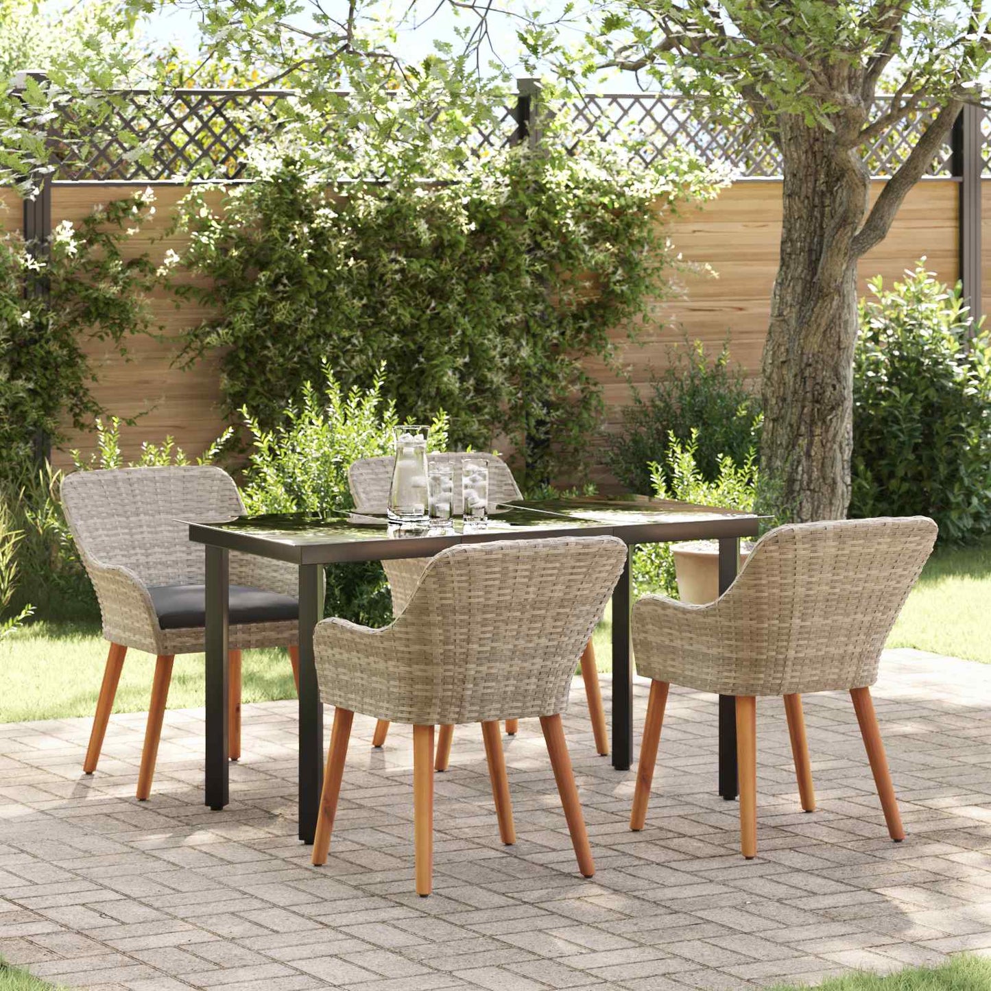 Have Spisebordssæt Med Pude 5 Dele Lysegrå Polyrattan - Variant 3261714