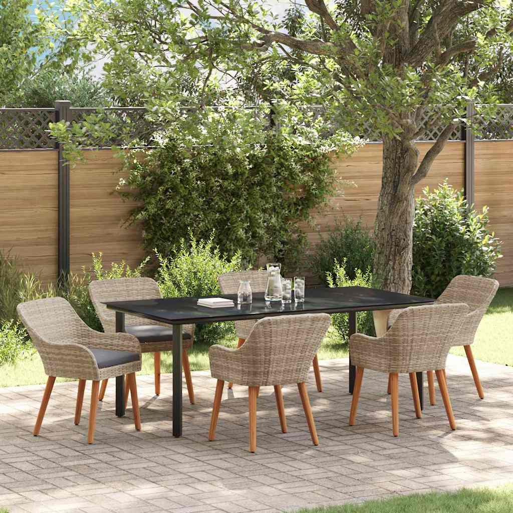 Have Spisebordssæt Med Pude 7 Dele Lysegrå Polyrattan - Variant 3261717