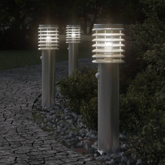 Udendørs Standerlampe Med Sensor 60 Cm Rustfrit Stål Sølvfarvet - Hovedbillede
