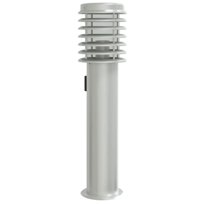 Udendørs Standerlampe Med Stikkontakt 60 Cm Rustfrit Stål Sølv - Billede 2