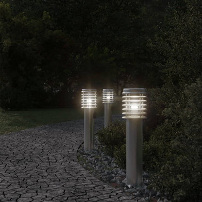 Udendørs Standerlampe Med Stikkontakt 60 Cm Rustfrit Stål Sølv - Billede 3