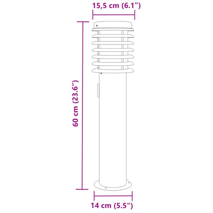 Udendørs Standerlamper 3stk Stikkontakt 60cm Rustfrit Stål Sølv - Billede 7