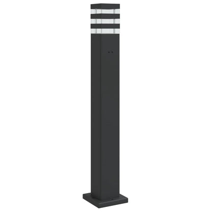 Udendørs Standerlampe Med Stikkontakt Aluminium Sort - Billede 2