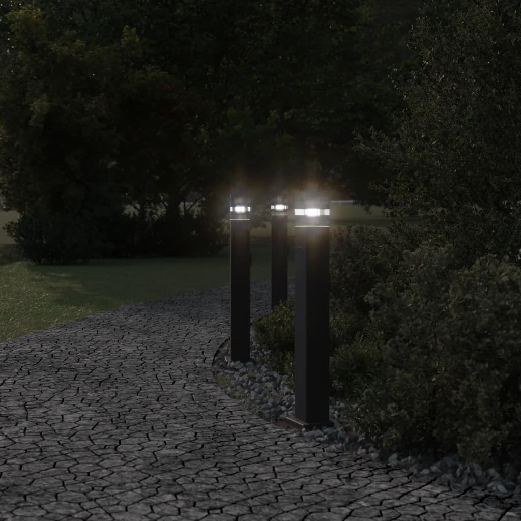 Udendørs Standerlampe Med Stikkontakt Aluminium Sort - Billede 3