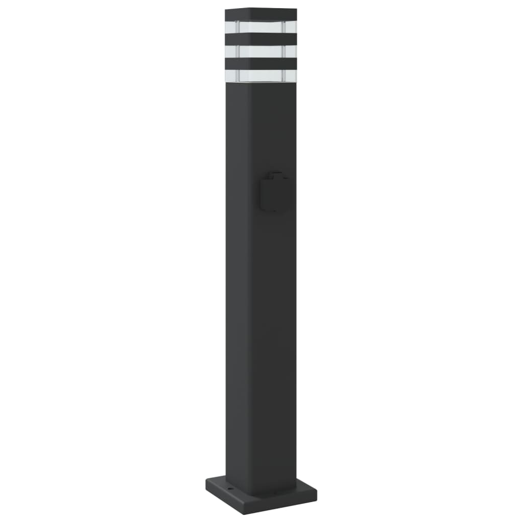 Udendørs Standerlampe Med Stikkontakt Aluminium Sort - Billede 6