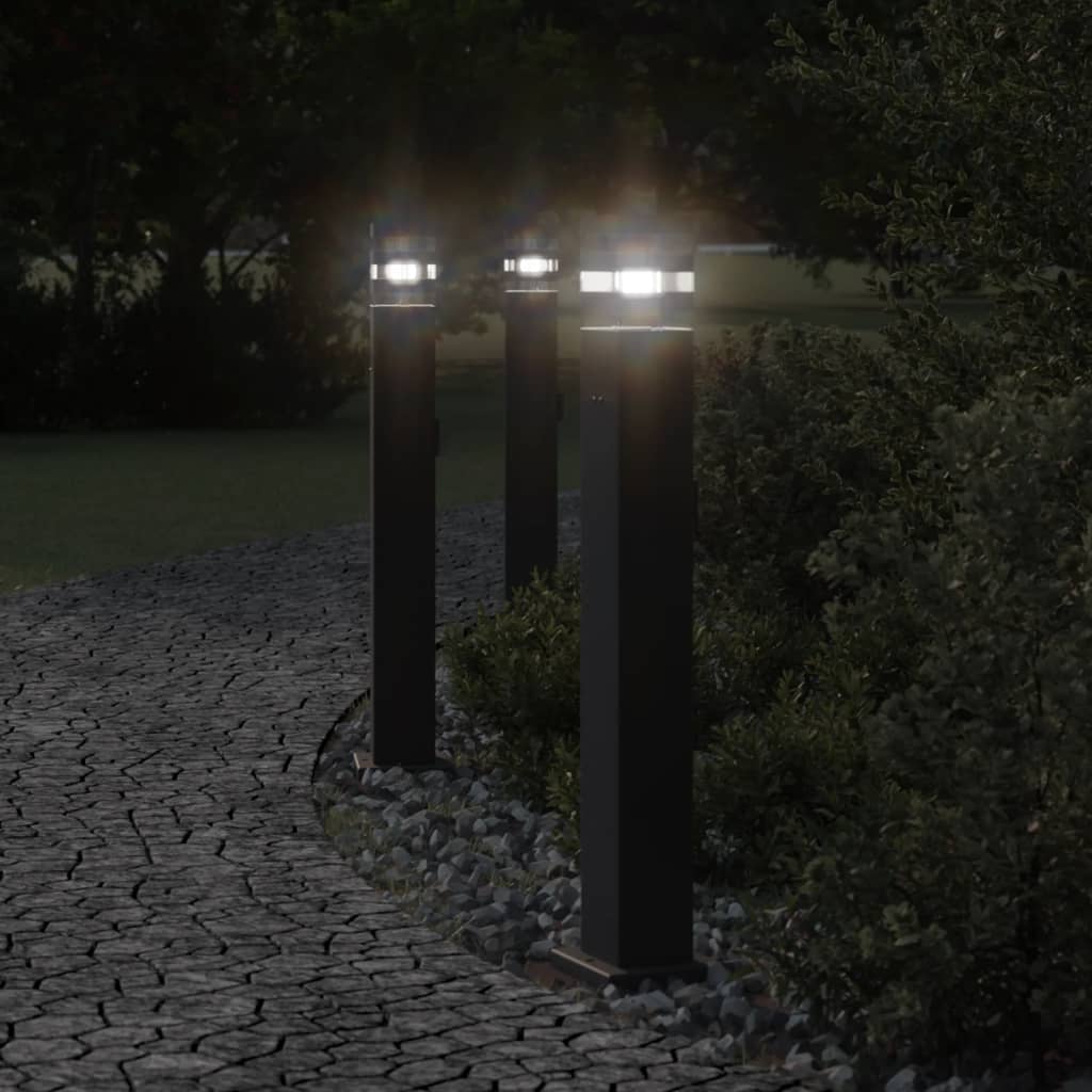 Udendørs Standerlampe Med Stikkontakt Aluminium Sort - Hovedbillede
