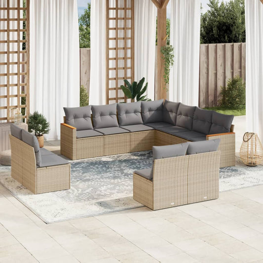 Sofasæt Til Haven 11 Dele Med Hynder Polyrattan Beige