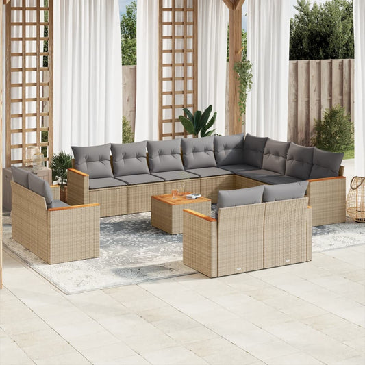 Sofasæt Til Haven 13 Dele Med Hynder Polyrattan Beige